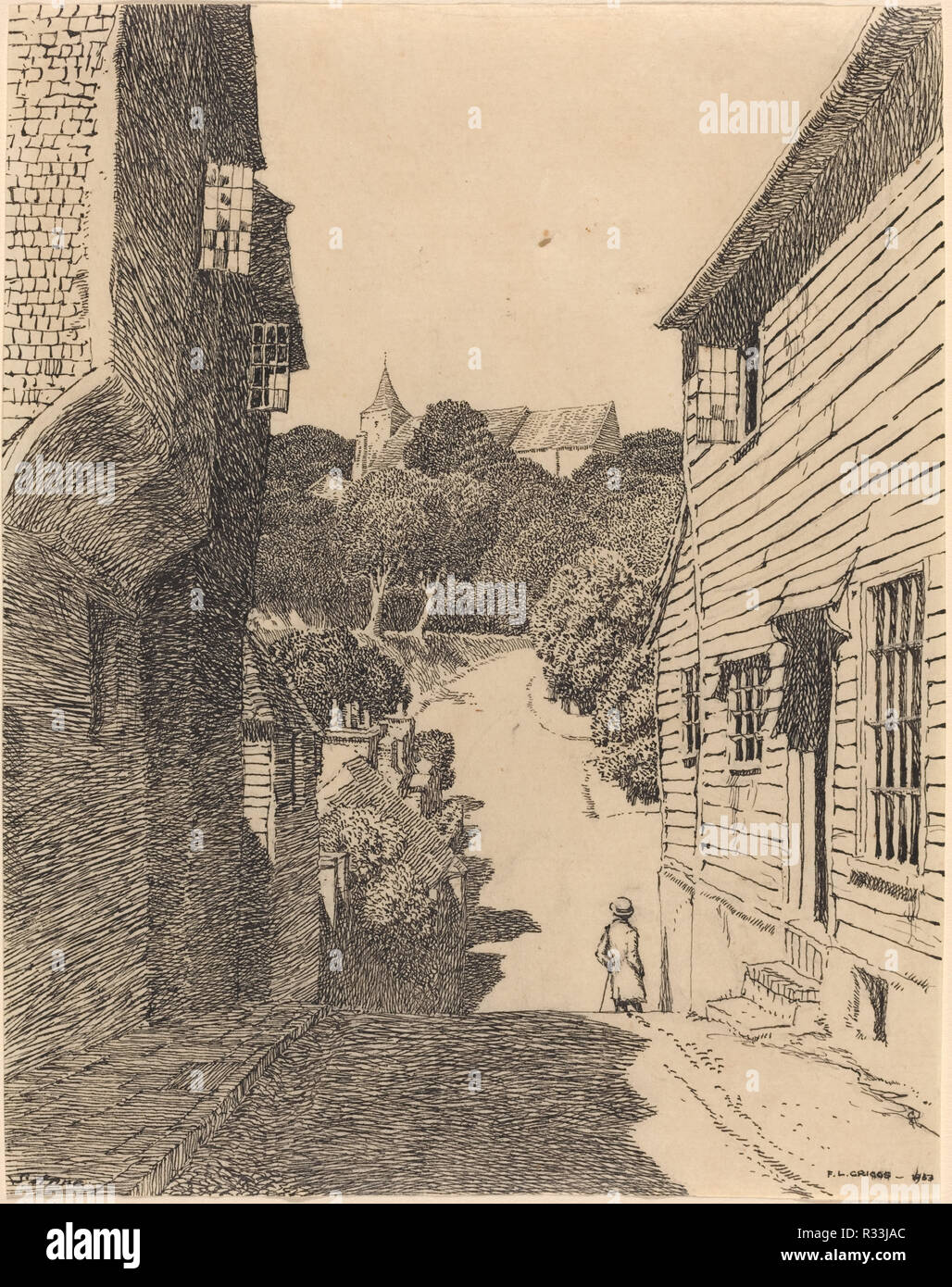 St. Anna Kirche von Southover. Stand: 1903. Maße: gesamt: 17,1 x 13,4 cm (6 3/4 x 5 1/4 in.). Medium: Stift und schwarze Tinte. Museum: Nationalgalerie, Washington DC. Autor: F.L. Griggs. Stockfoto