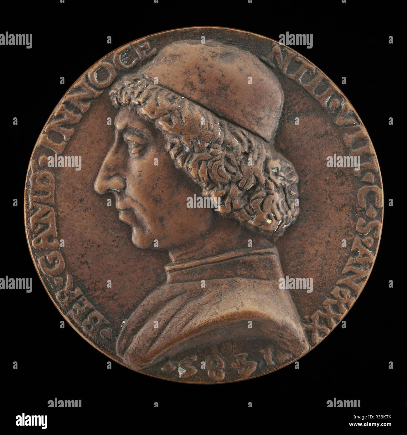 Bernardino Gamberia, 1455-1507, Privater Chamberlain von Innozenz VIII [Vorderseite]. Stand: 1485. Abmessungen: Insgesamt (Durchmesser): 6,1 cm (2 3/8 in.). Medium: Bronze. Museum: Nationalgalerie, Washington DC. Autor: Niccolò Fiorentino. Stockfoto