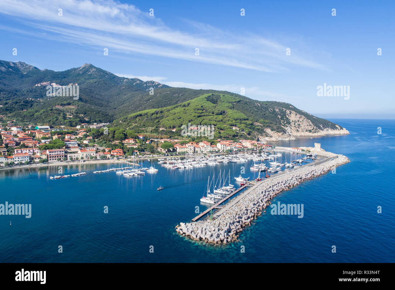 Hafen von Marciana Marina. Insel Elba in Italien Stockfoto