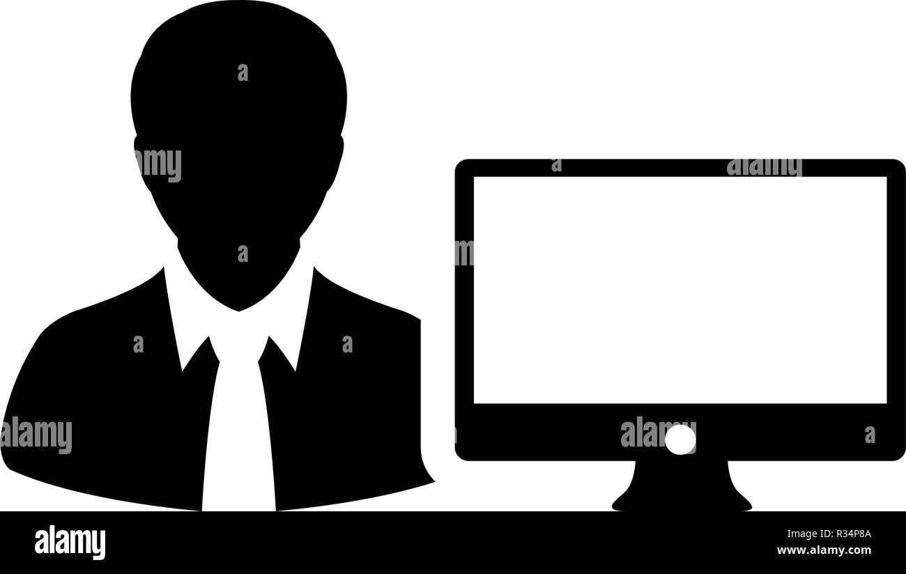 Ingenieur Symbol Vektor Mannliche Person Benutzer Mit Computer
