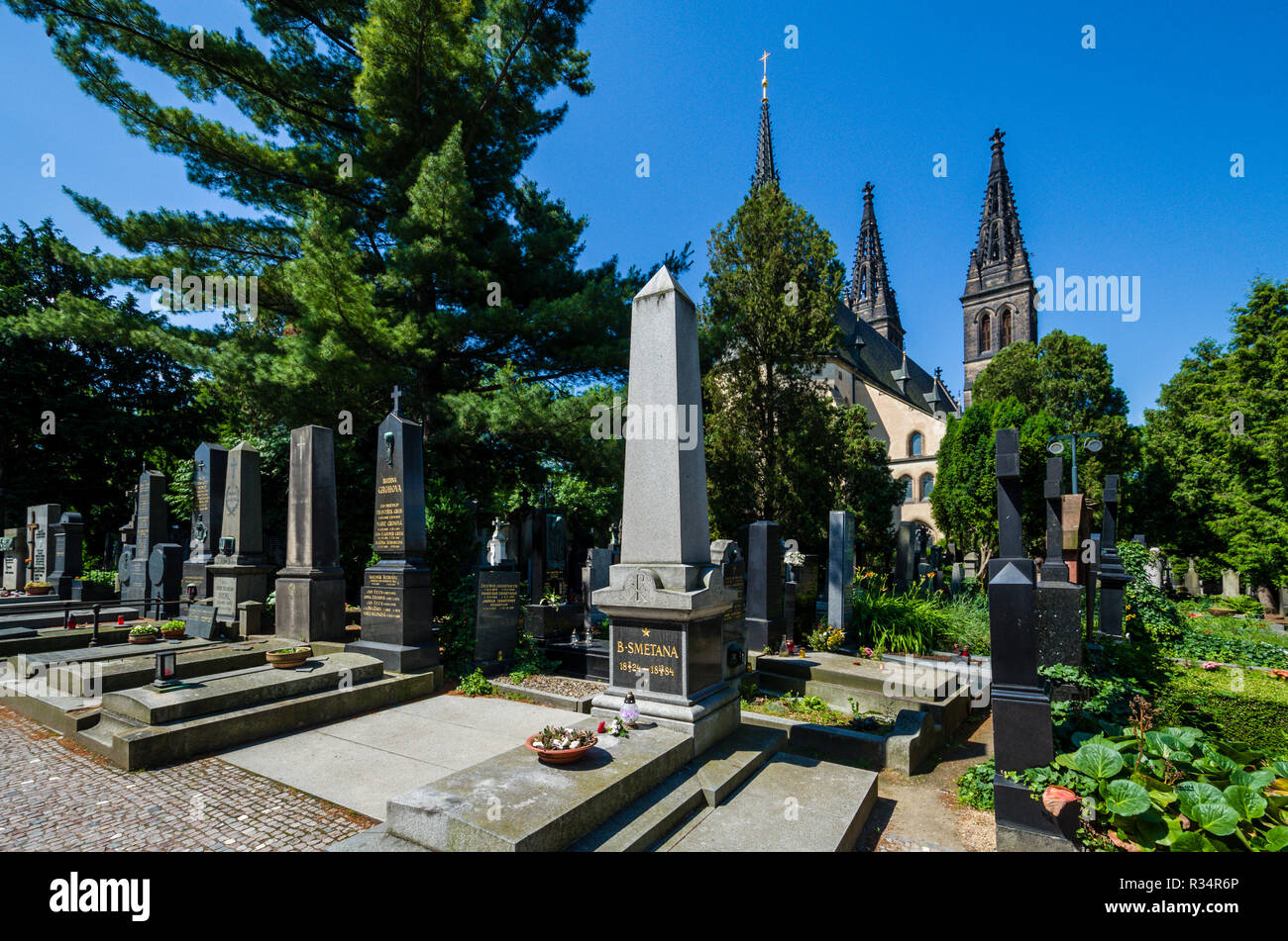 Grab von Bedřich Smetana, die tschechische Komponist, auf dem Vyšehrader Friedhof. Stockfoto
