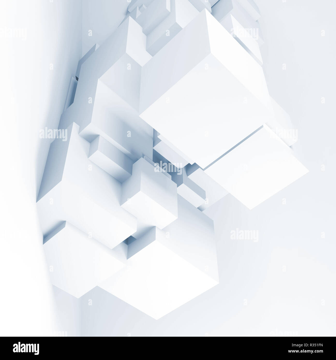 Abstrakte Digitale Hintergrund mit der Installation von Kuben, Quadrat 3d-render Abbildung Stockfoto