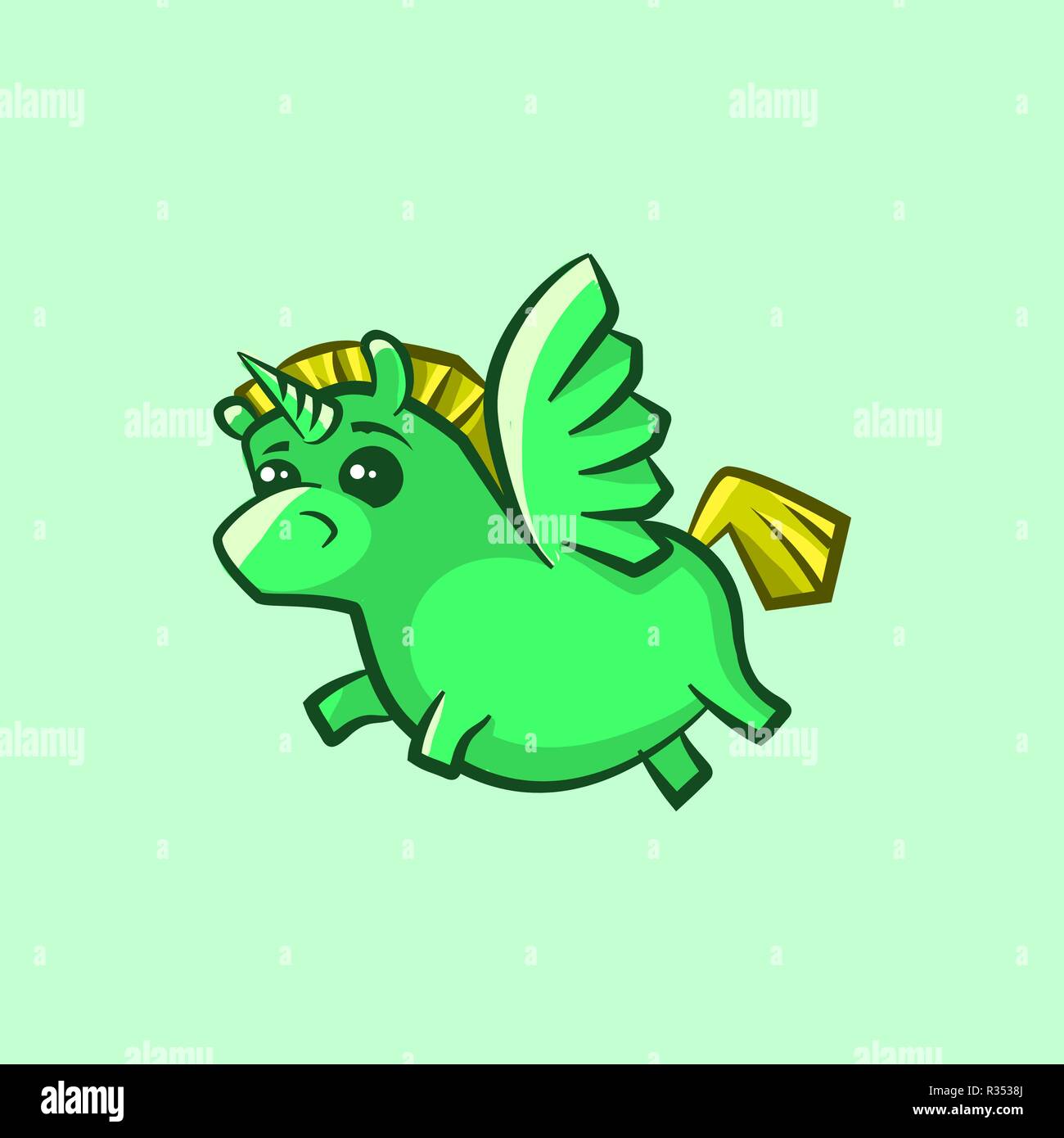 Vektor Bild von einem Einhorn mit Flügeln in einem Stil Stock Vektor