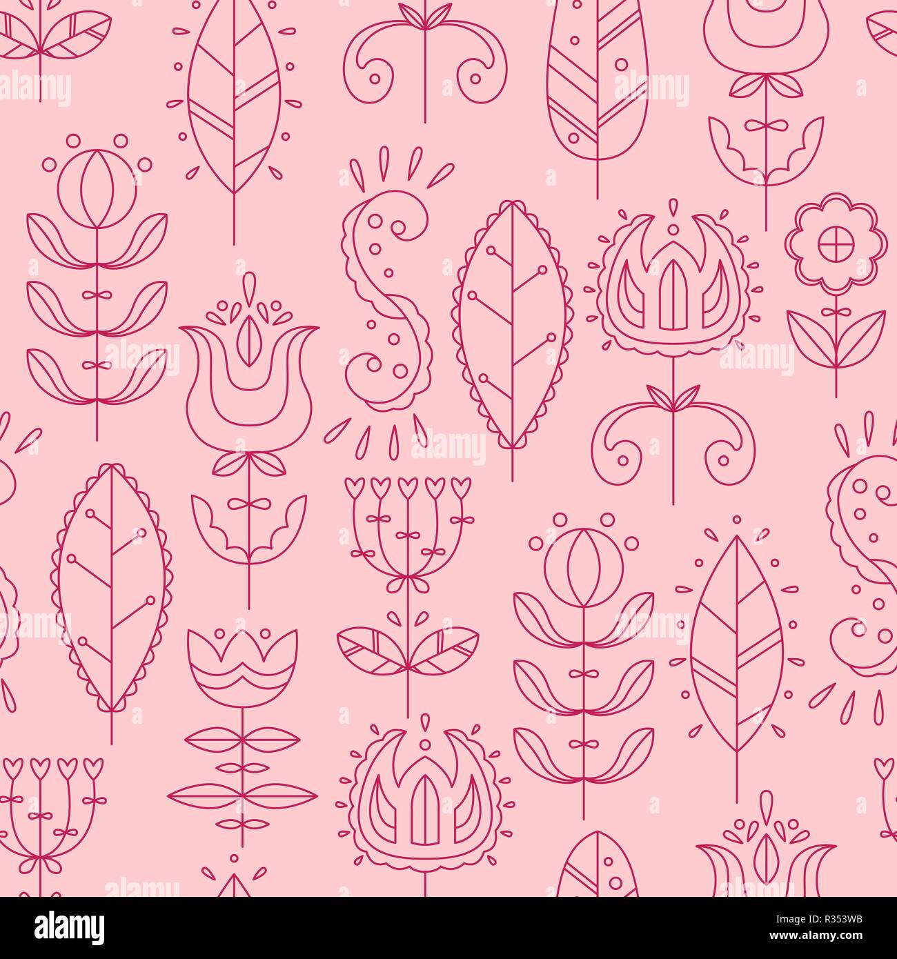 Vektor nahtlose Muster im skandinavischen Stil. Flat Style. Blumen und doodles. Stock Vektor
