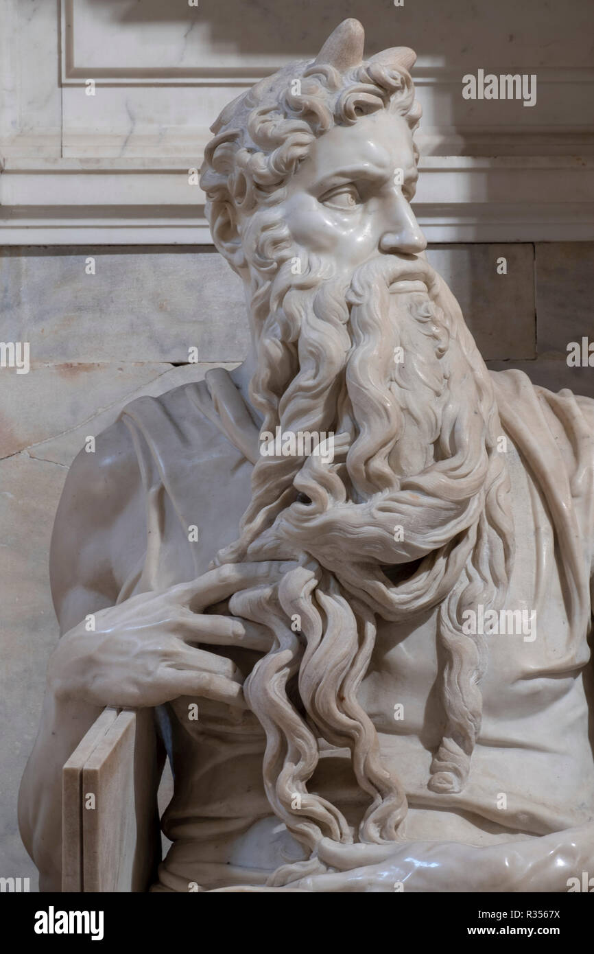 Rom, Roma, San Pietro in Vincoli, Grabmal für Julius II. von Michelangelo, Mose 1513-1516 Stockfoto