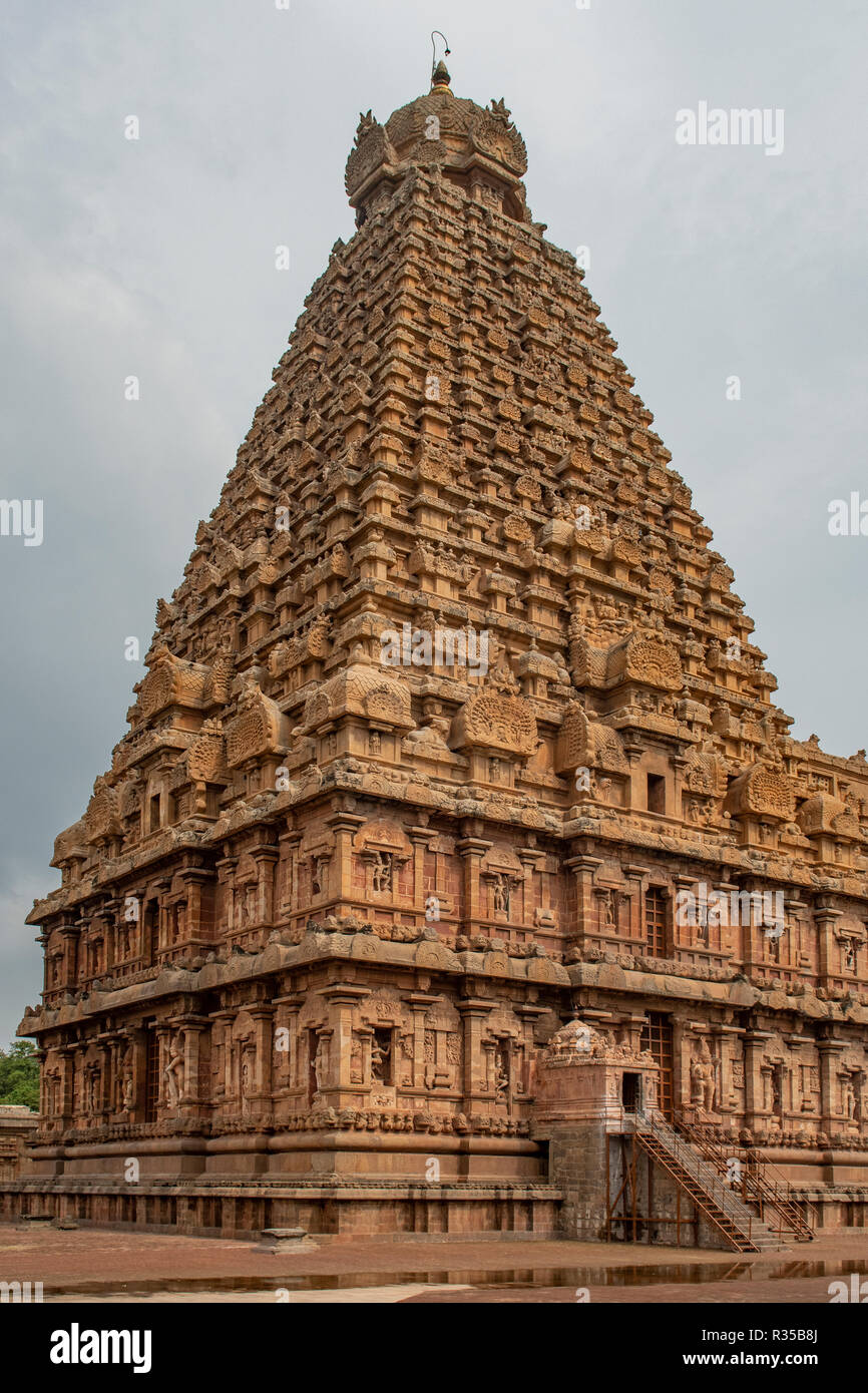 Inner Sanctum Gopuram, Brihadisvara Tempel, Thanjavur, Tamil Nadu, Indien Stockfoto