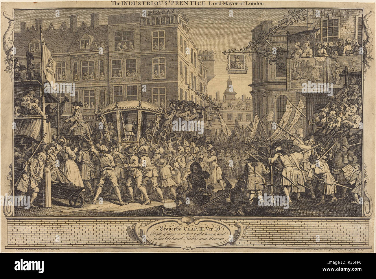 Die fleissigen "Prentice Lord-Mayor von London. Stand: 1747. Medium: Radierung und Gravur. Museum: Nationalgalerie, Washington DC. Autor: William Hogarth. Stockfoto