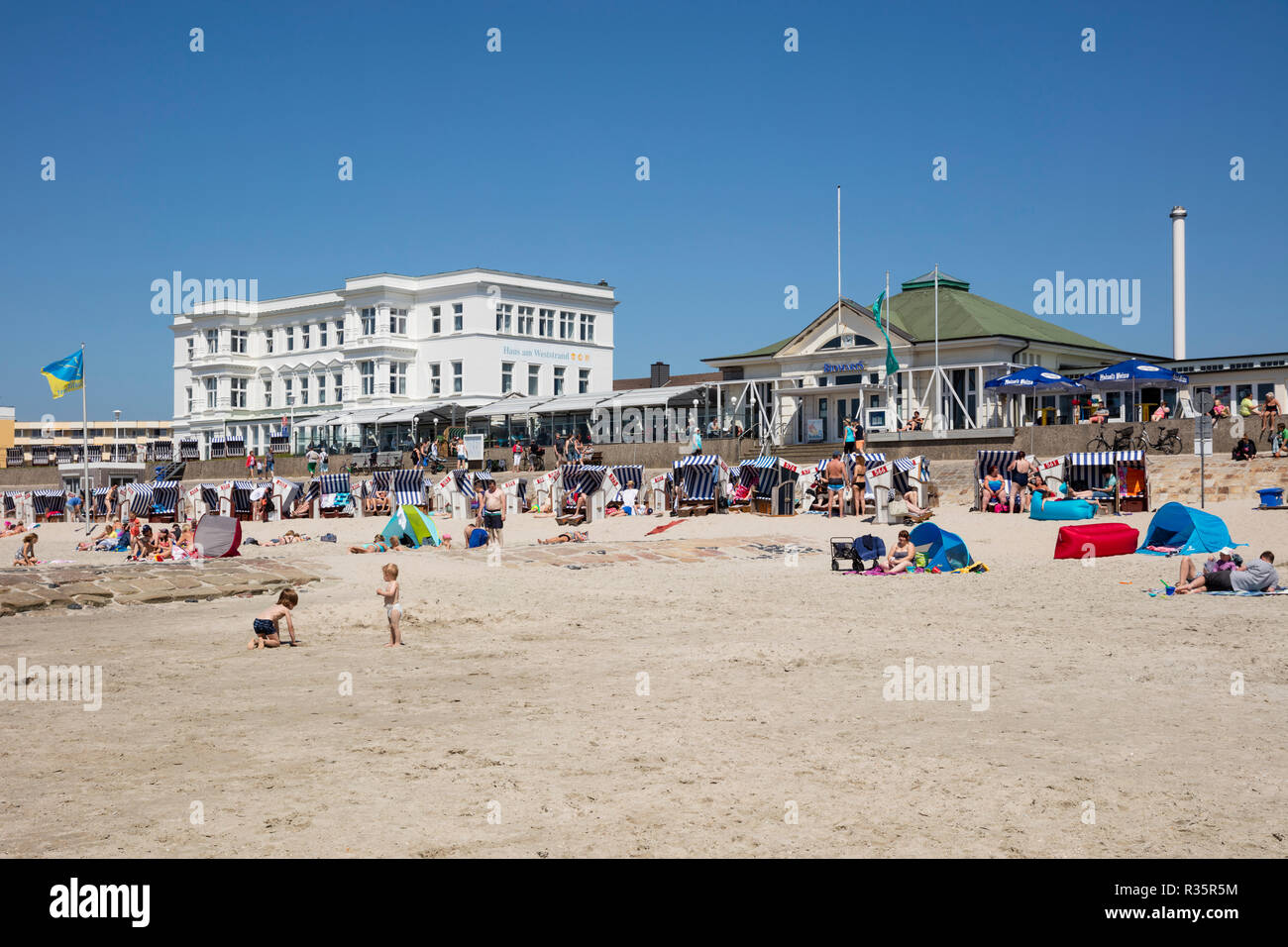 Blick von der Küste von Norderney, Ostfriesische Inseln, Niedersachsen, Deutschland, Europa Stockfoto
