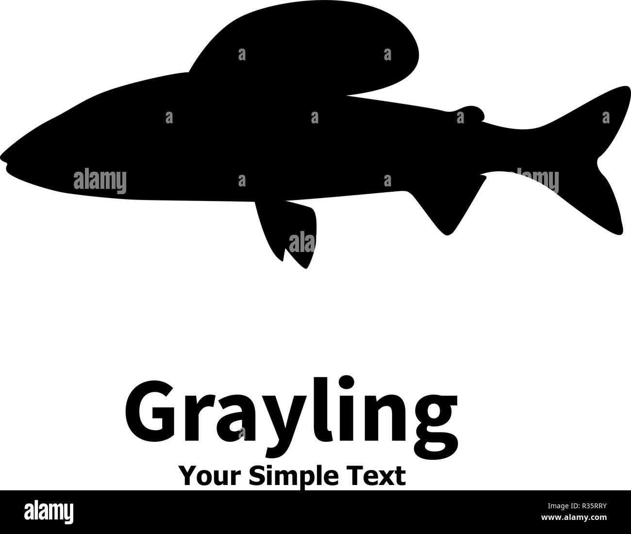 Vector Illustration Silhouette der Grayling Stock Vektor