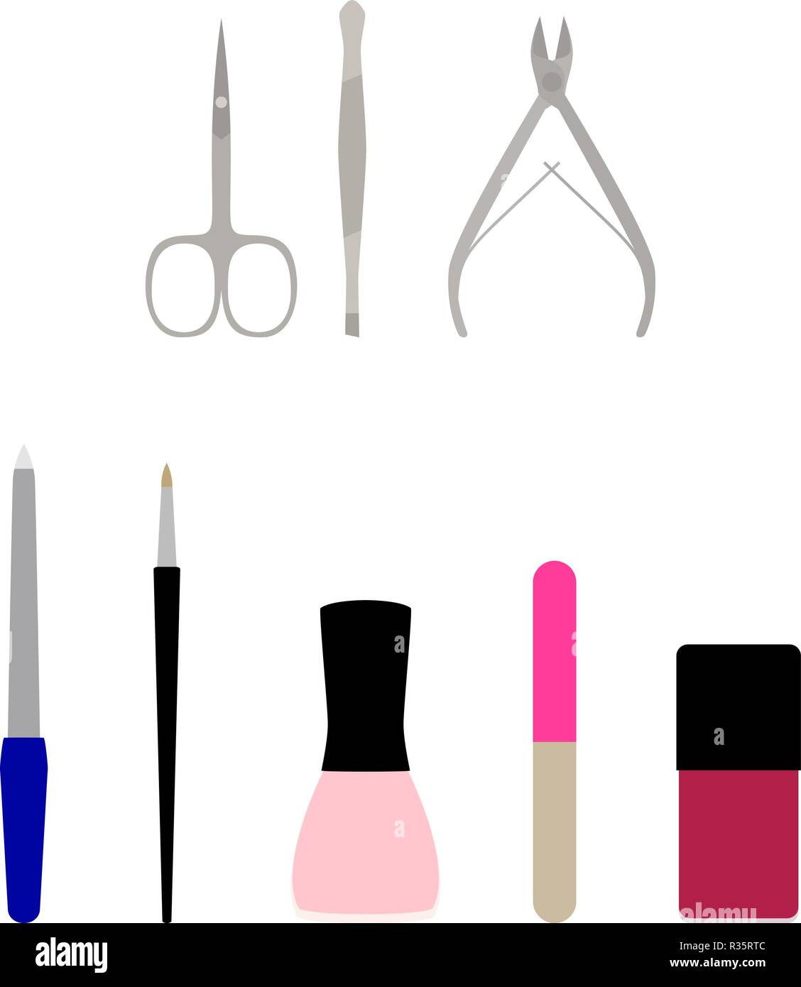 Vector Illustration von einer Reihe von flachen Maniküre Stock Vektor