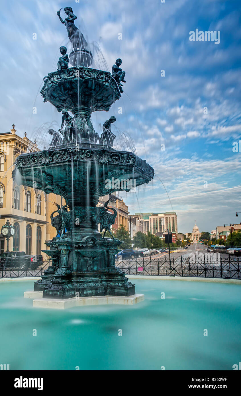 Court Square Brunnen artesische Becken in Montgomery, Alabama Stockfoto