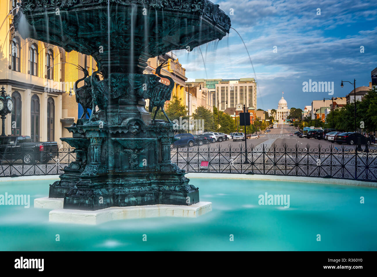 Court Square Brunnen artesische Becken in Montgomery, Alabama Stockfoto