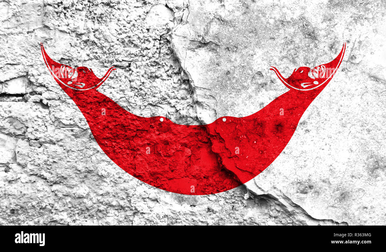 Flagge der Osterinsel Rapa Nui schließen bis auf einen Riss in der Wand ...