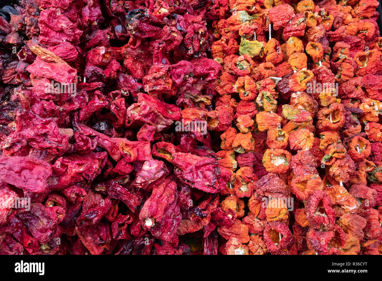 Gemüse, getrocknet Gemüse, in Sanliurfa, Türkei. Stockfoto