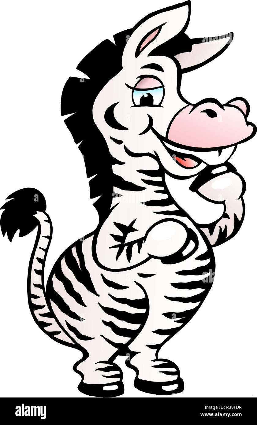Handgezeichnete Vektor-Illustration ein glückliches süß Zebra Pferd Stockfoto