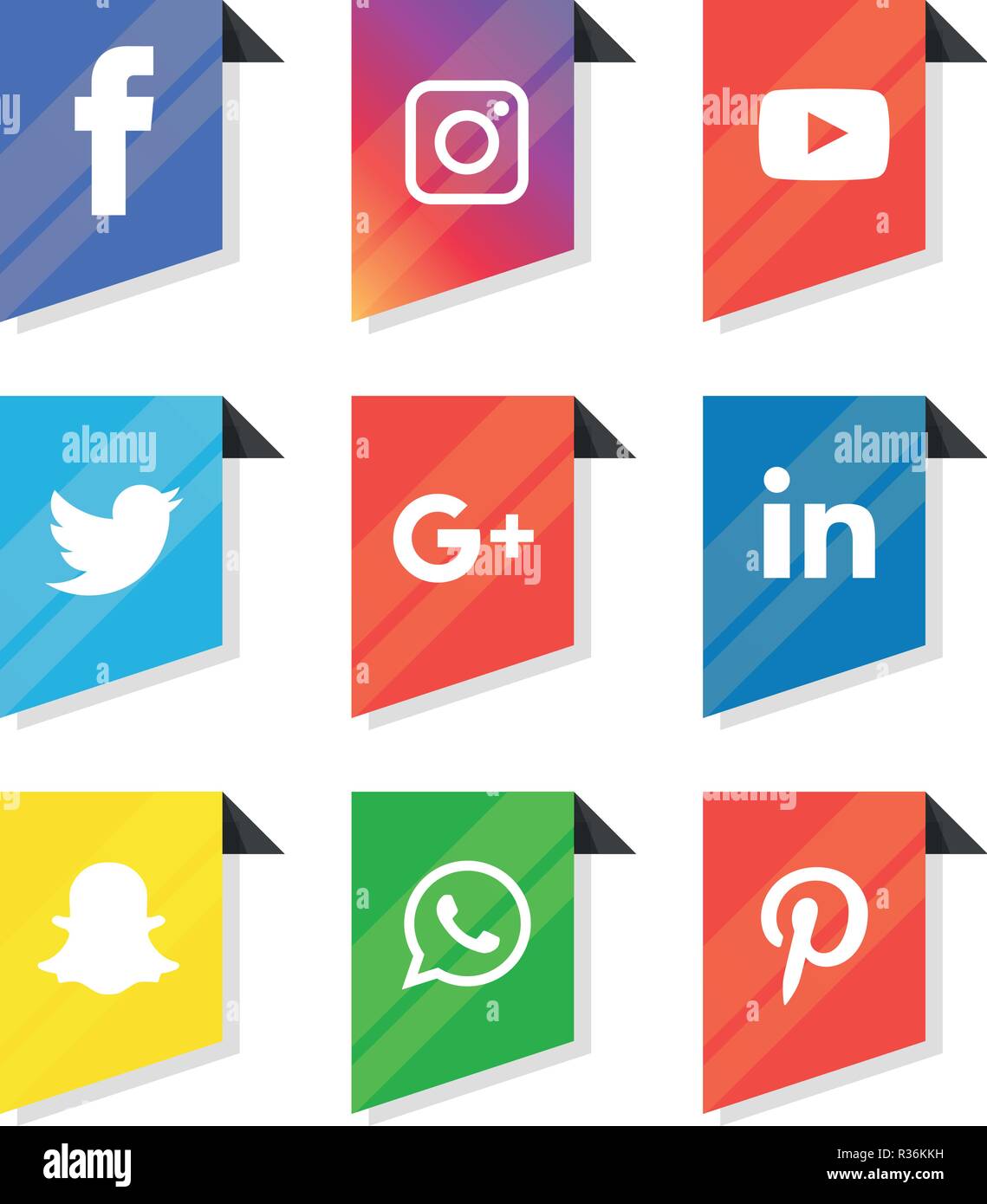 Social media Icons Set Logo Vektor Illustrator Sozial-, Medien-, Symbol-, Instagram snapchat, Facebook, Twitter, whatsapp, Set, Netzwerk, beliebt, Comm-tec Stock Vektor