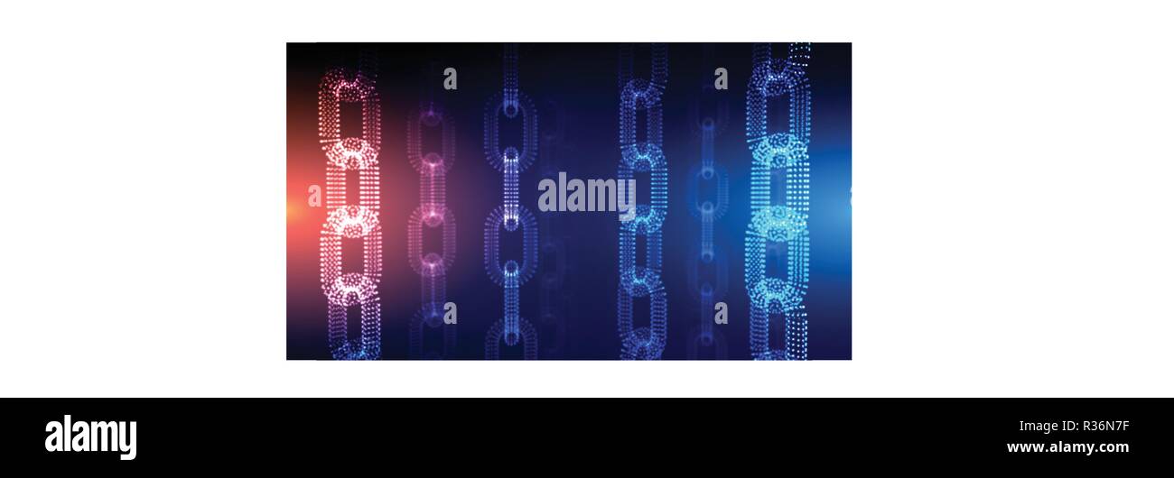 Blockchain Technologie Hintergrund. Cryptocurrency fintech block Chain Netzwerk und Programmierung Konzept. Abstrakte Segwit. Stock Vektor