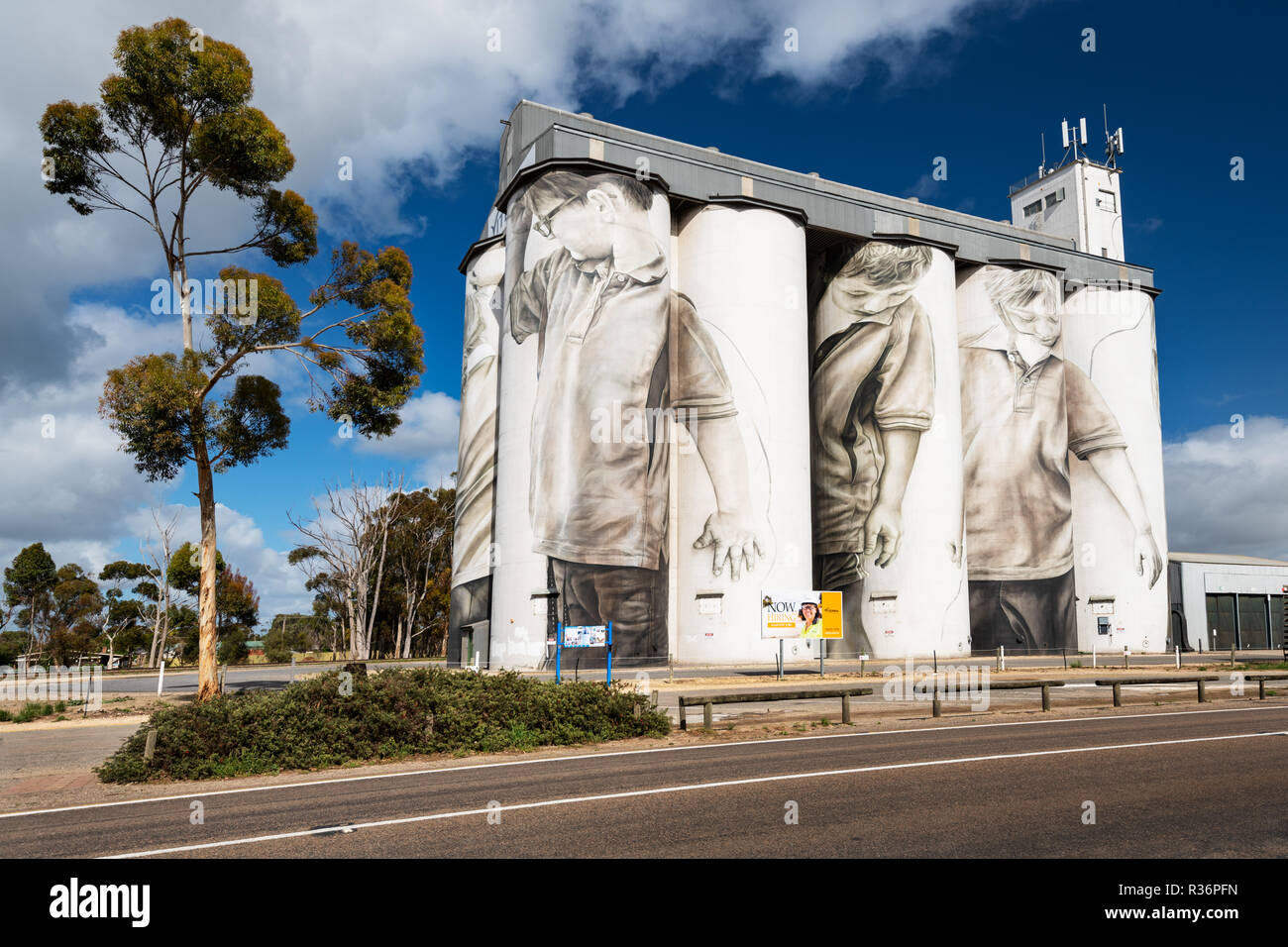 Berühmte silo Wandbild im Süden Australiens Coonalpyn. Stockfoto