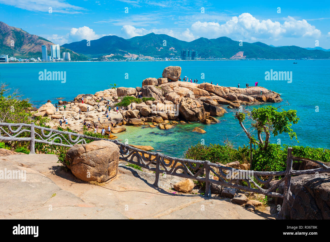 Hon Chong cape Rock Garden ist eine beliebte Touristenattraktion in Nha Trang City in Vietnam. Stockfoto