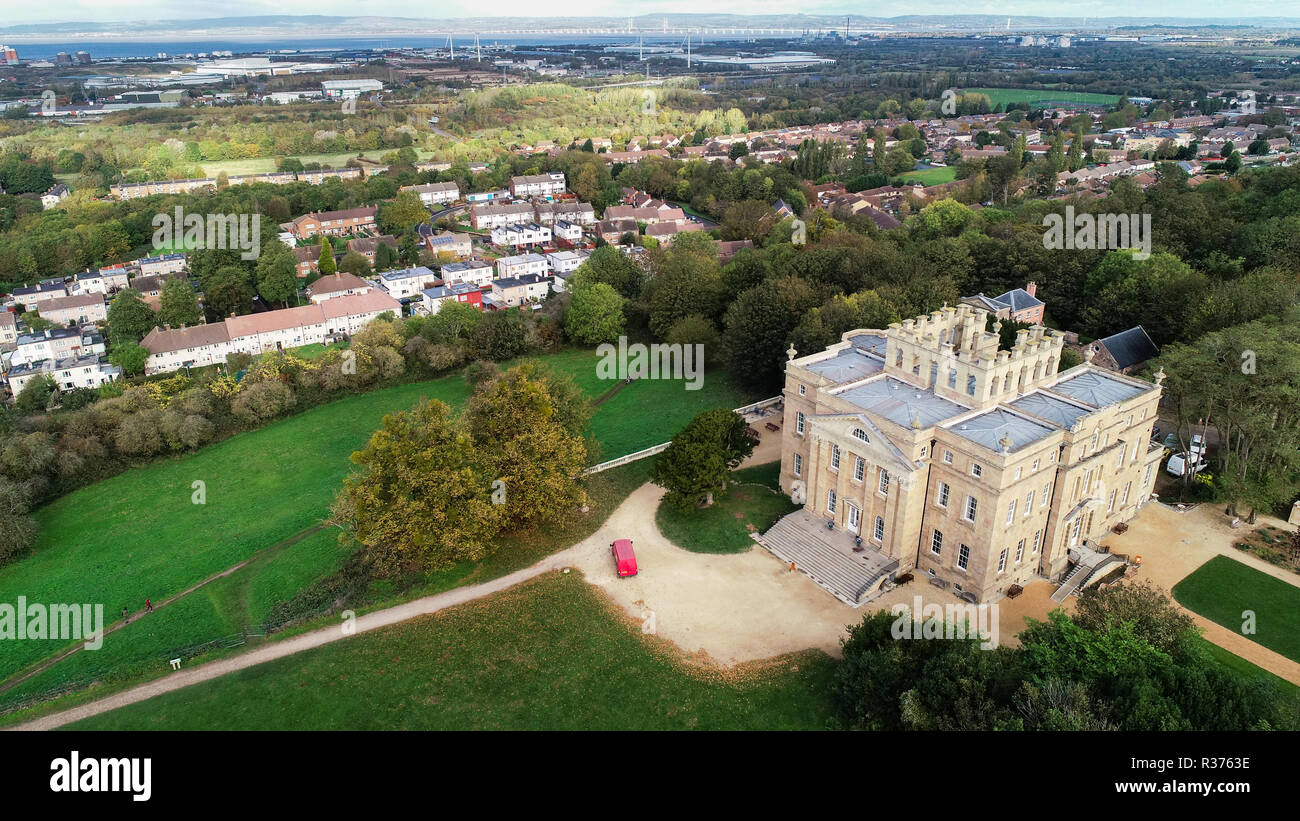 Drone schuss Kingsweston Haus, Bristol, Großbritannien Stockfoto