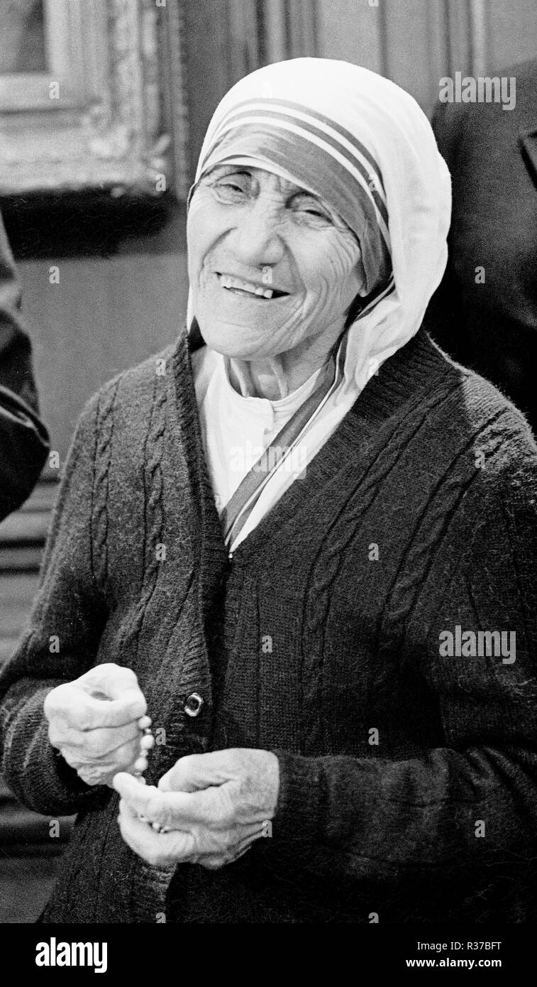Mutter Theresa visits San Francisco, Kalifornien, 1980 s Stockfoto