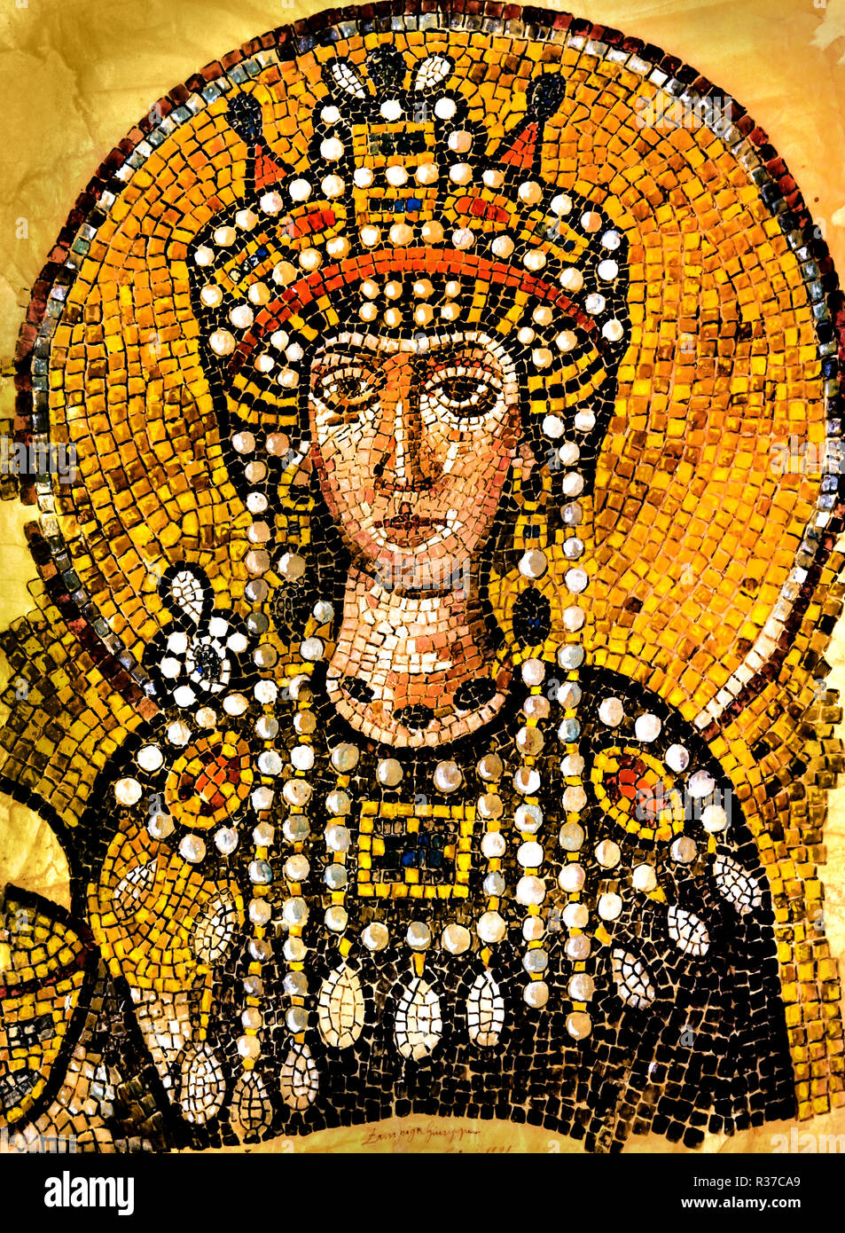 Theodora 500 - 548 Byzantinische Kaiserin der östlichen Römischen Reiches durch Heirat mit Kaiser Justinian I. sie war ein Vorkämpfer für die Rechte der Frauen. Sie hatte Gesetze verabschiedet, die den Handel mit jungen Mädchen verboten und verändert bestehende Gesetze Auswirkungen auf Scheidung mehr Vorteile für Frauen zu geben. Stockfoto