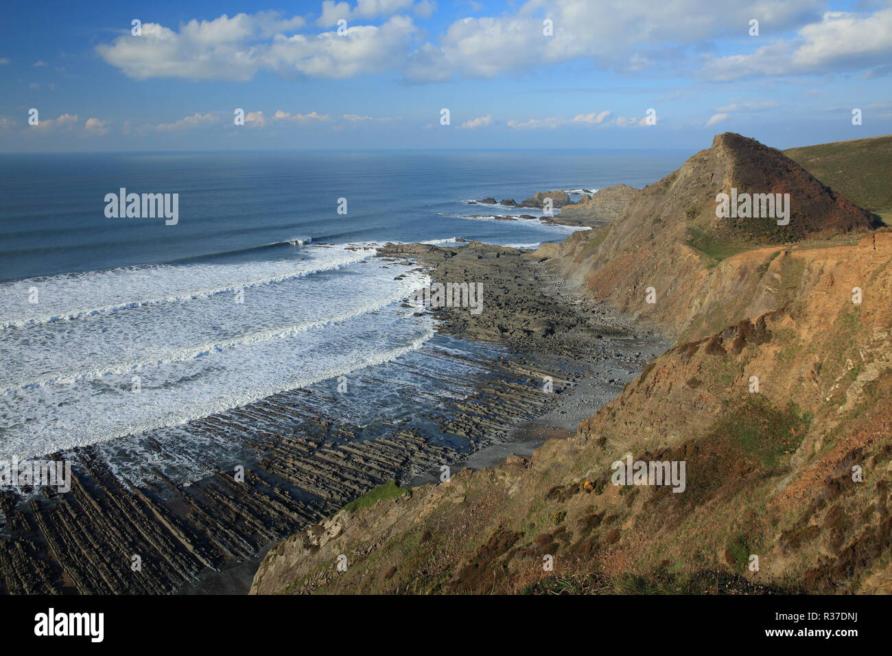 St Catherine's Tor/Speke Mühle Mund Beach, North Devon, England Stockfoto