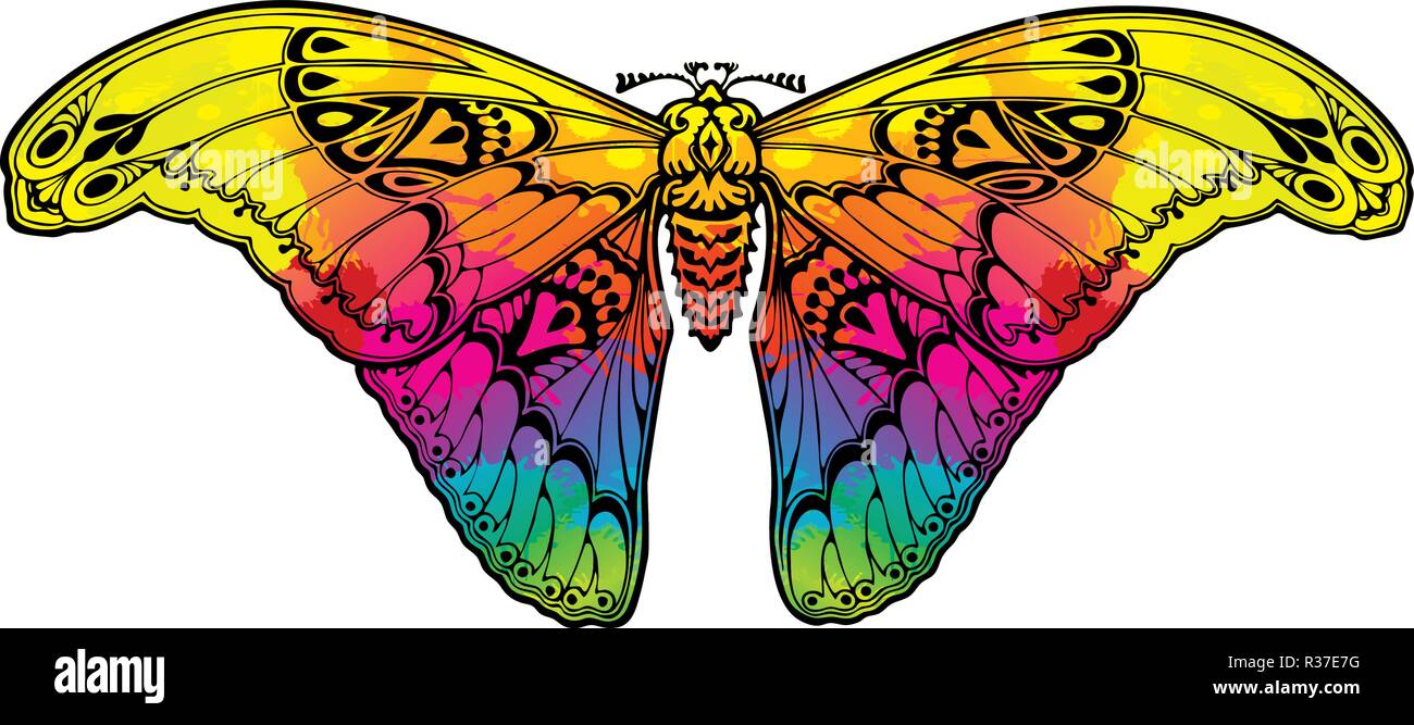 Butterfly farbige Abbildung im Jugendstil. Stock Vektor