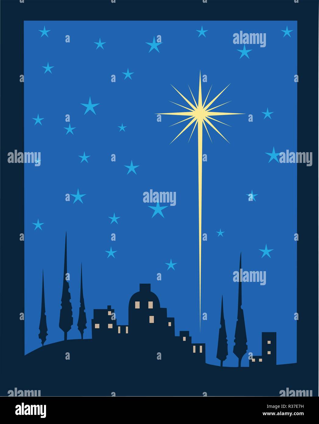 Strahlende Stern von Bethlehem, Weihnachtsfeier Konzept Abbildung. Stock Vektor