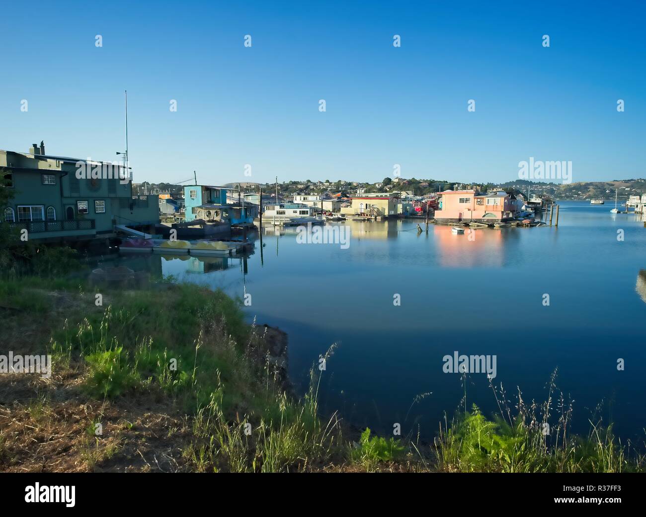 Hausboot Gemeinschaft von Sausalito, Kalifornien auf die Richardson Bay Stockfoto