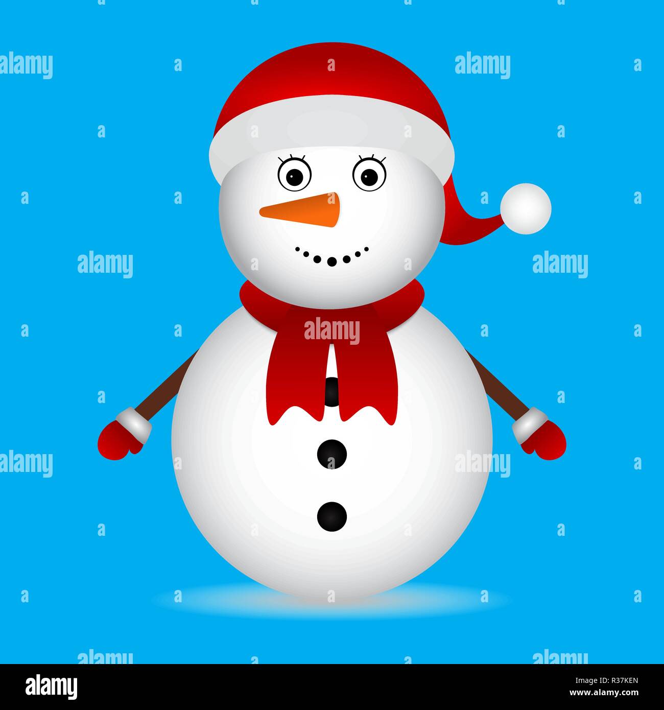 Schneemann auf blauem Hintergrund Weihnachten Zeichen Stock Vektor