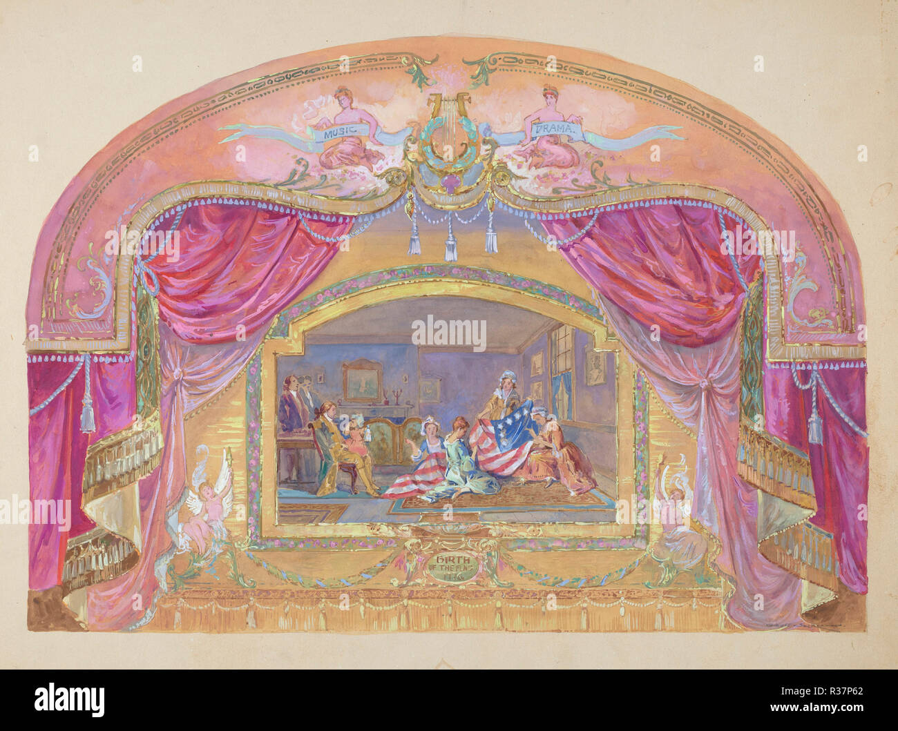 Theater Malerei. Stand: 1935/1942. Maße: gesamt: 40,9 x 54,6 cm (16 1/8 x 21 1/2 in.) Original IAD Objekt: 35' hoch; 45' breit. Medium: Aquarell, Graphit und gouache auf Karton. Museum: Nationalgalerie, Washington DC. Autor: Gilbert Sackerman. Stockfoto