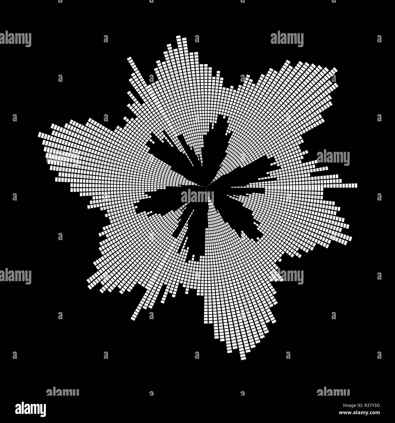 Runde Musik wave Equalizer Sound Symbol Icon Design auf schwarzem Hintergrund Stock Vektor