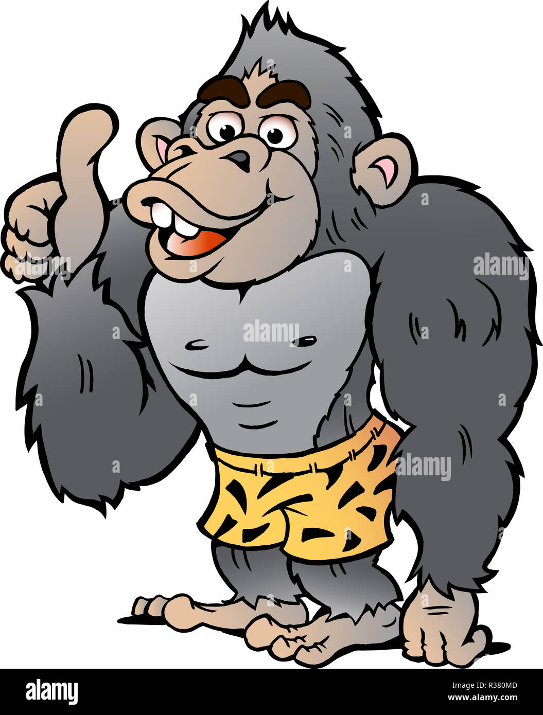 Vektor Cartoon Illustration eines starken Gorilla geben Daumen hoch Stockfoto