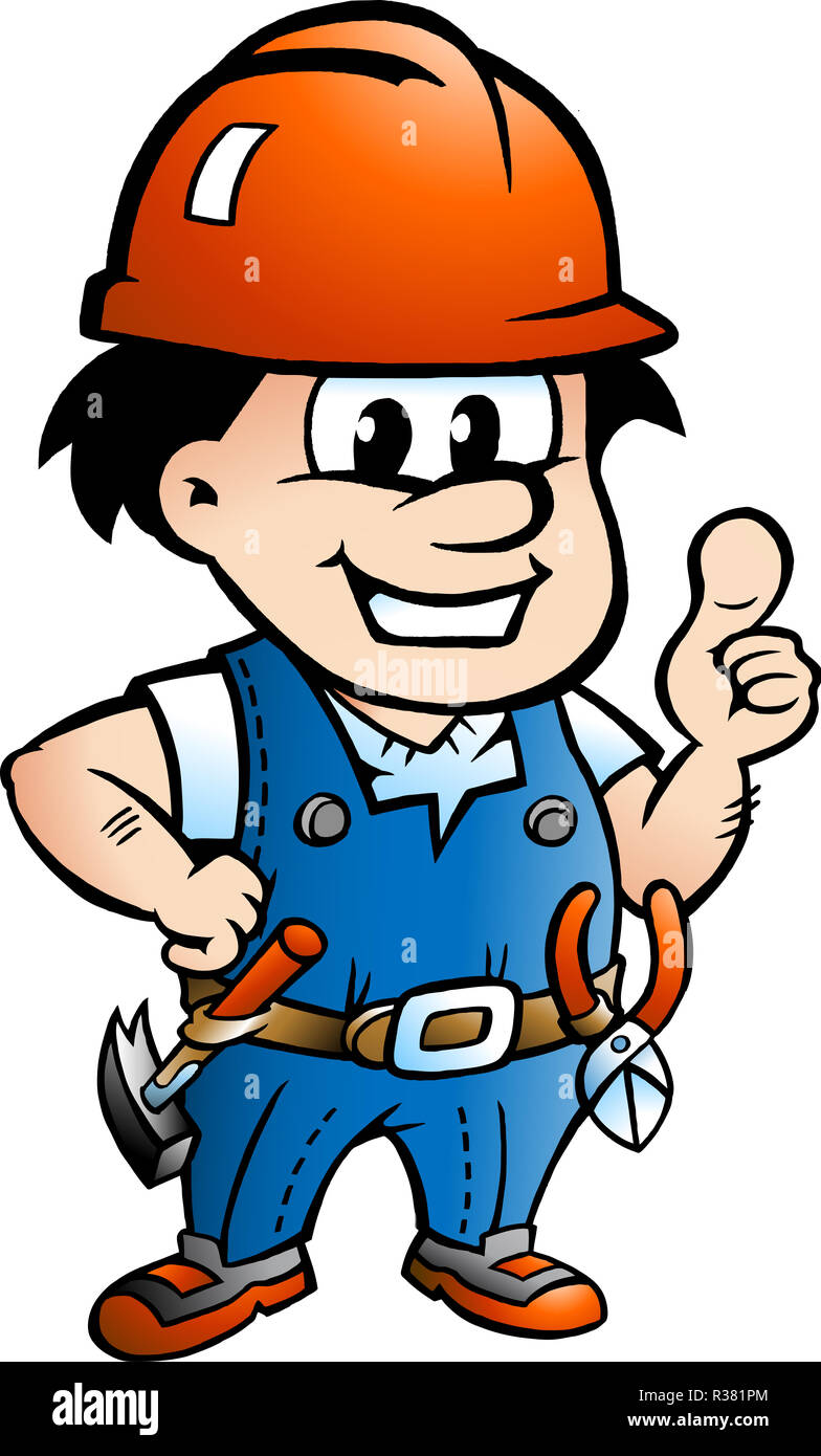 Vektor Cartoon Illustration Eines Glucklichen Bauarbeiter Oder Heimwerker Stockfotografie Alamy