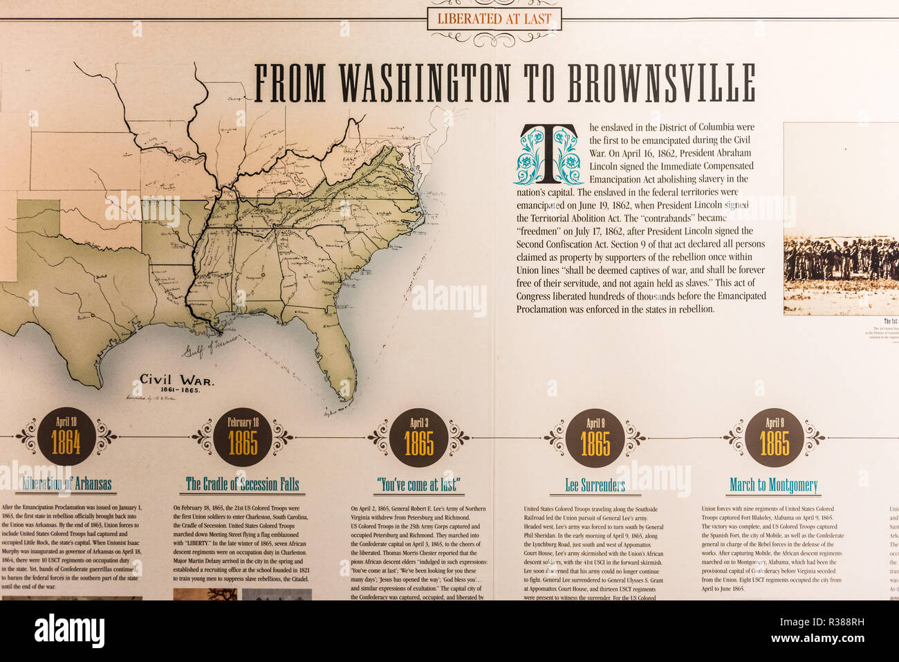 African American Civil war Museum Washington DC // WASHINGTON DC – das African American Civil war Museum befindet sich im Stadtteil U Street im Nordwesten von Washington DC und erzählt die Geschichten der farbigen Truppen der Vereinigten Staaten, die im Amerikanischen Bürgerkrieg kämpften. Das Museum befindet sich gegenüber vom African American Civil war Memorial, das den Dienst der afroamerikanischen Soldaten in der Union Army ehrt. Stockfoto