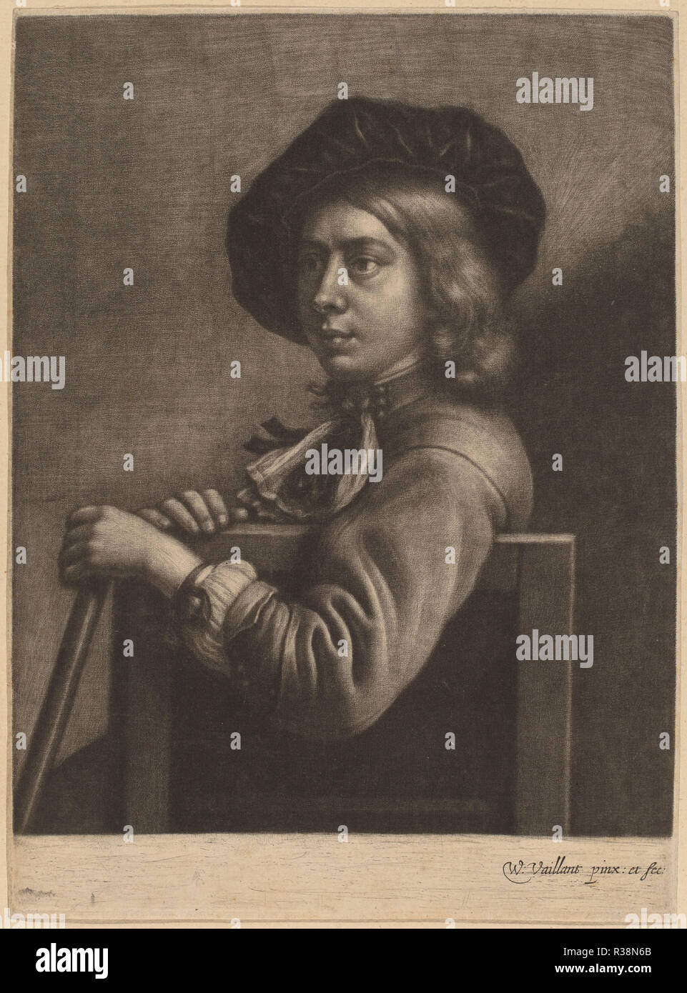 Selbstbildnis. Medium: MEZZOTINT. Museum: Nationalgalerie, Washington DC. Autor: Wallerant Vaillant. Stockfoto