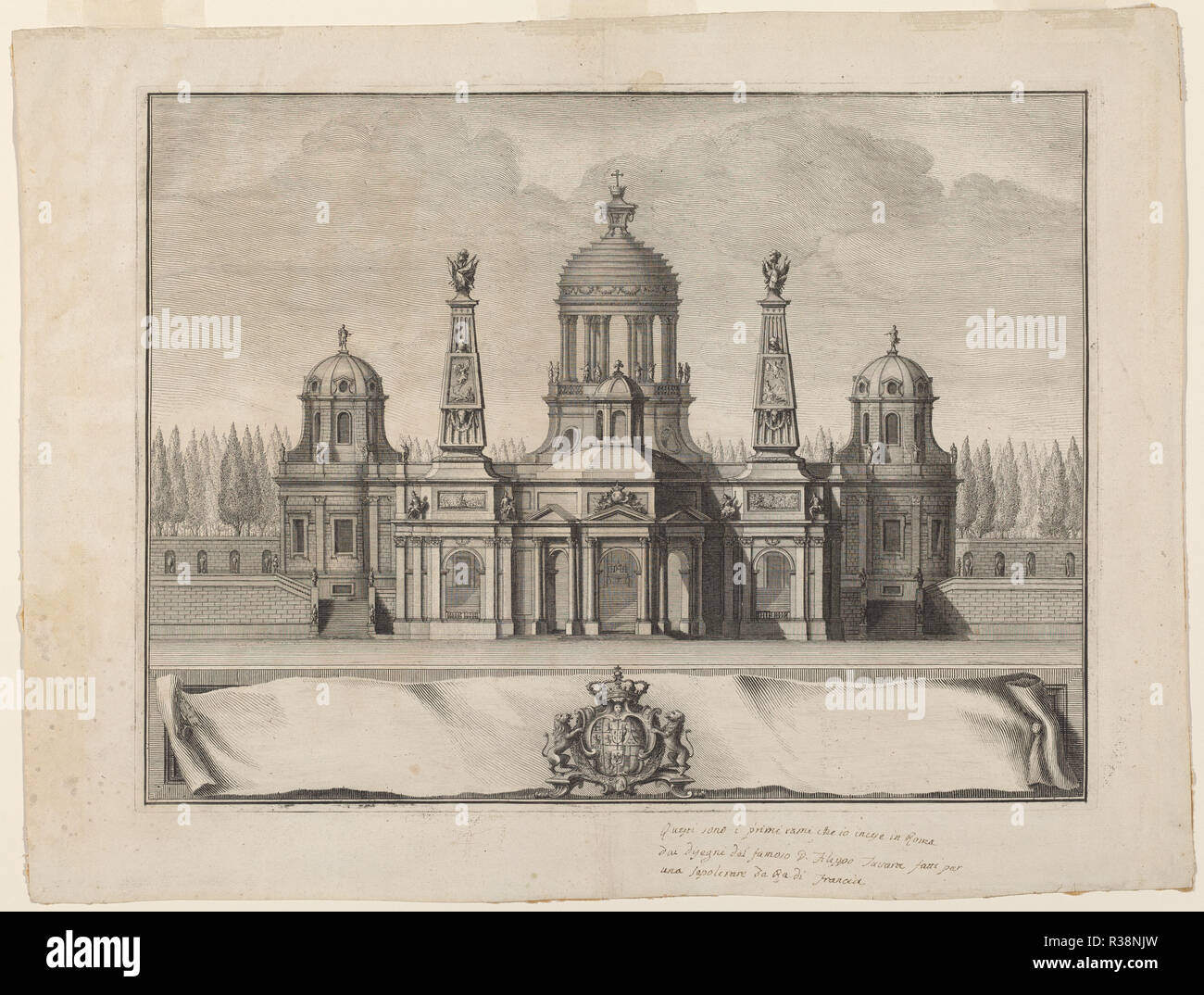 Grab für die Könige von Frankreich. Stand: 1739. Abmessungen: Platte: 39,9 x 53 cm (15 11/16 x 20 7/8 in.) Blatt: 48,2 x 64,3 cm (19 x 25 5/16 in.). Medium: Radierung und Gravur auf Bütten. Museum: Nationalgalerie, Washington DC. Thema: Giuseppe Vasi nach Filippo Juvarra. Stockfoto
