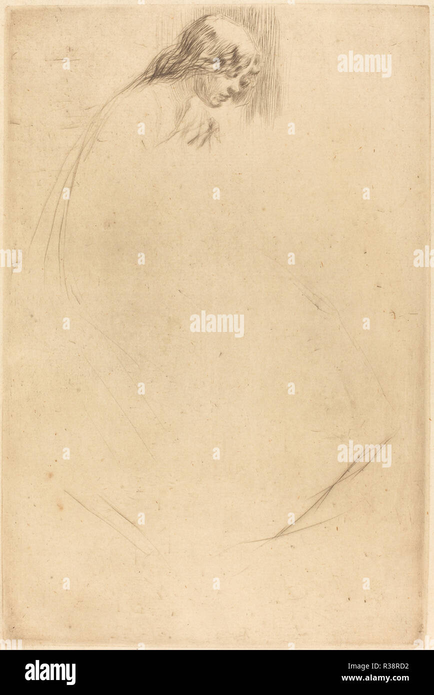 Jo's abgewinkeltem Kopf. Stand: 1861. Abmessungen: Platte: 22,86 x 15,24 cm (9 x 6 in.) Blatt: 19.37 cm (11 1/2 x 7 5/8 29.21 x in.). Medium: kaltnadel. Museum: Nationalgalerie, Washington DC. Autor: WHISTLER, James Abbott Mcneill. Stockfoto