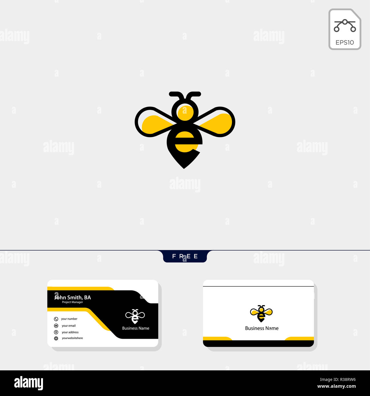 Erste e und Biene Konzept logo Vorlage für Corporate Vektor In Email Business Card Templates