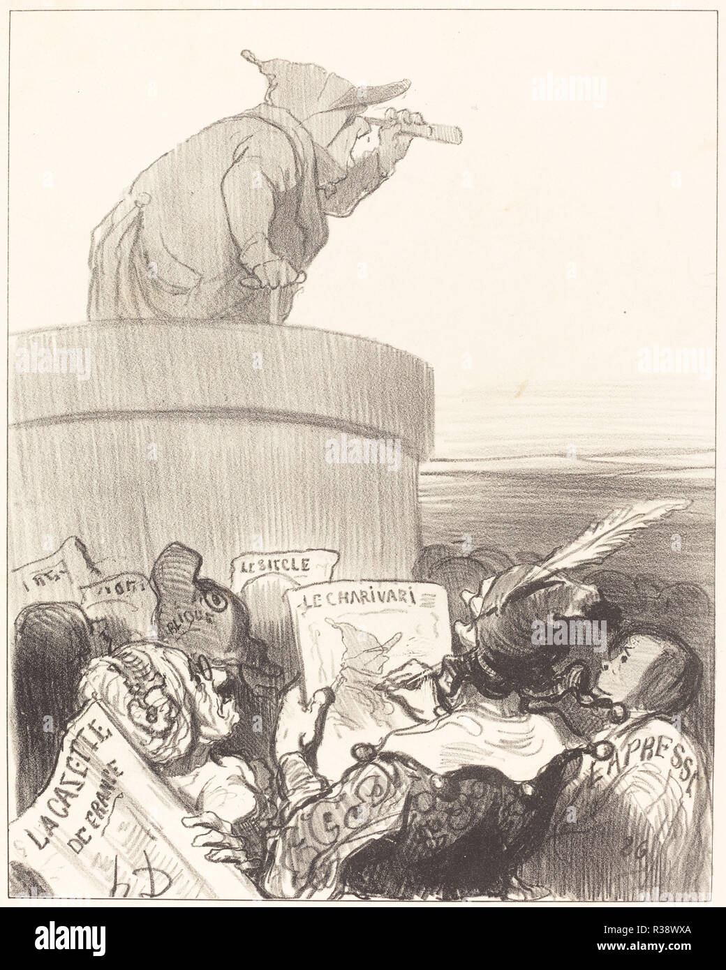 Le Constitutionnel contemplant l'horizon politique. Stand: 1849. Medium: Lithographie. Museum: Nationalgalerie, Washington DC. Thema: Honoré Daumier. Stockfoto