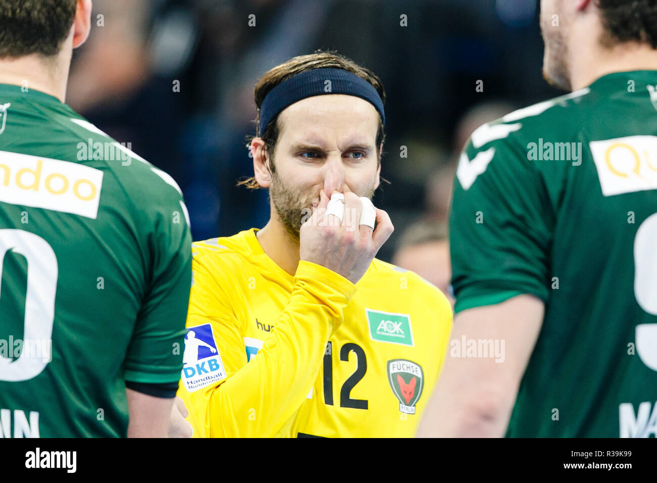 Kiel, Deutschland. 22 Nov, 2018. Handball: Bundesliga, THW Kiel - Füchse Berlin, den 14. Spieltag. Berliner Silvio Heinevetter gestikulierte. Credit: Frank Molter/dpa/Alamy leben Nachrichten Stockfoto