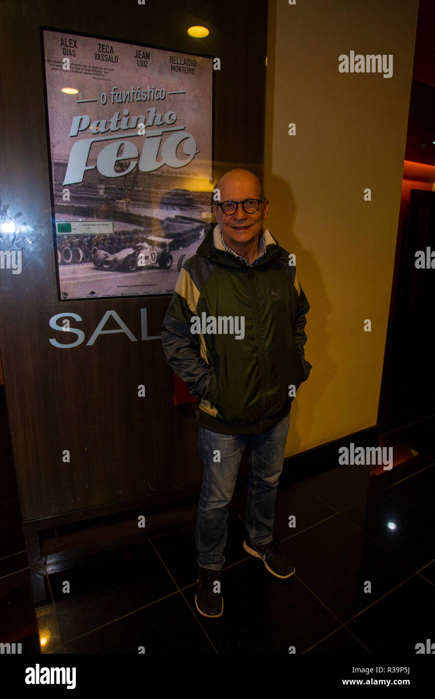 SÃO PAULO, SP - 22.11.2018: ESTRÉIA TUN FILME O FANTÁSTICO PATINHO FEIO - Die fantastische hässliche Entlein (2017, 74 Minuten), ein brasilianischer Dokumentarfilm an der Brasília Festival ausgezeichnet, erzählt die Geschichte von vier Freunden, Alex Dias Ribeiro, Helládio Toledo, Zeca Vassalo und João Luis, der improvisierten Sturz Workshop, baute einen Prototypen betitelt das hässliche Entlein in die 500 km Test von Brasilia 1967 zu beteiligen. In der Höhepunkt der Pilot Alex Dias Ribeiro. (Foto: Emerson Santos/Fotoarena) Stockfoto
