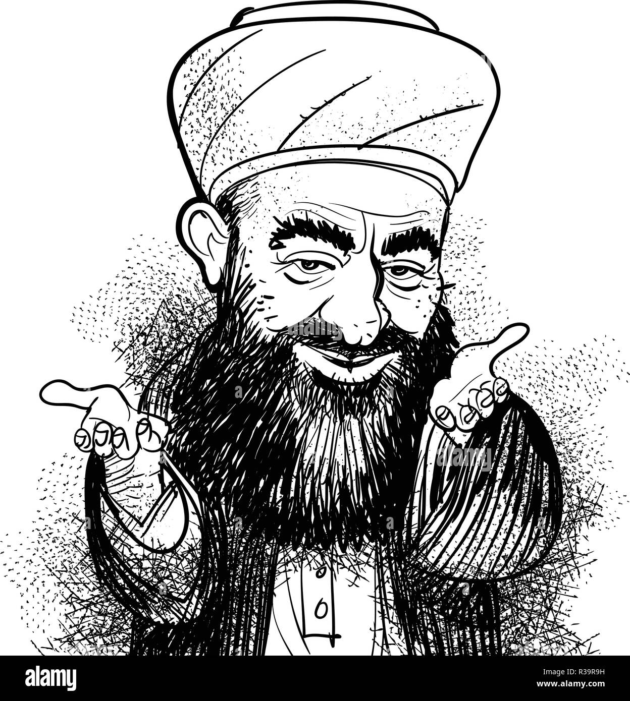 Ein Muslim hodscha Abbildung in Line Art. Stock Vektor