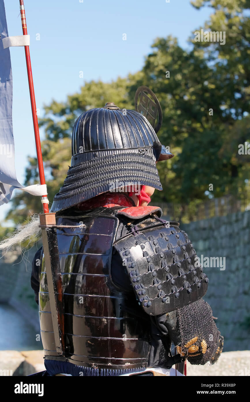 Japanische Samurai Tradition Rüstung und Helm, close-up Stockfoto