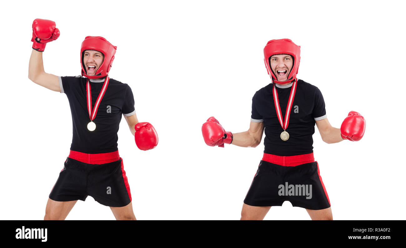 Lustige isoliert auf dem weißen boxer Stockfoto