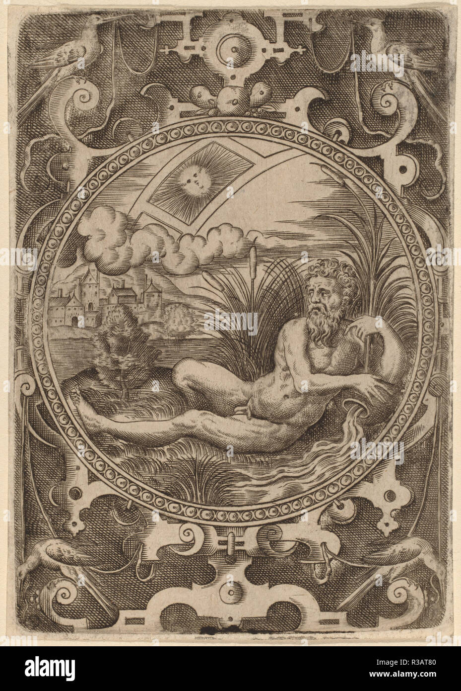 Der Fluss Cebren (Gott). Medium: Gravur. Museum: Nationalgalerie, Washington DC. Autor: Abraham de Bruyn. Stockfoto