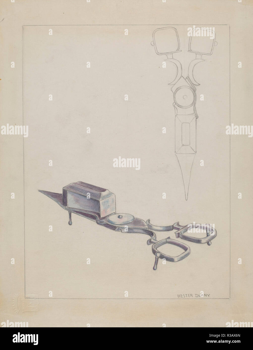 Snuffer. Vom: C. 1936. Maße: gesamt: 29,1 x 22,7 cm (11 5/6 x 8 15/16 in.). Medium: Graphit und Farbstift auf Papier. Museum: Nationalgalerie, Washington DC. Autor: Hester Duany. Stockfoto