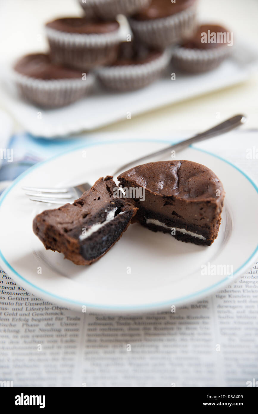 Oreo Chocolate Muffins Stockfoto