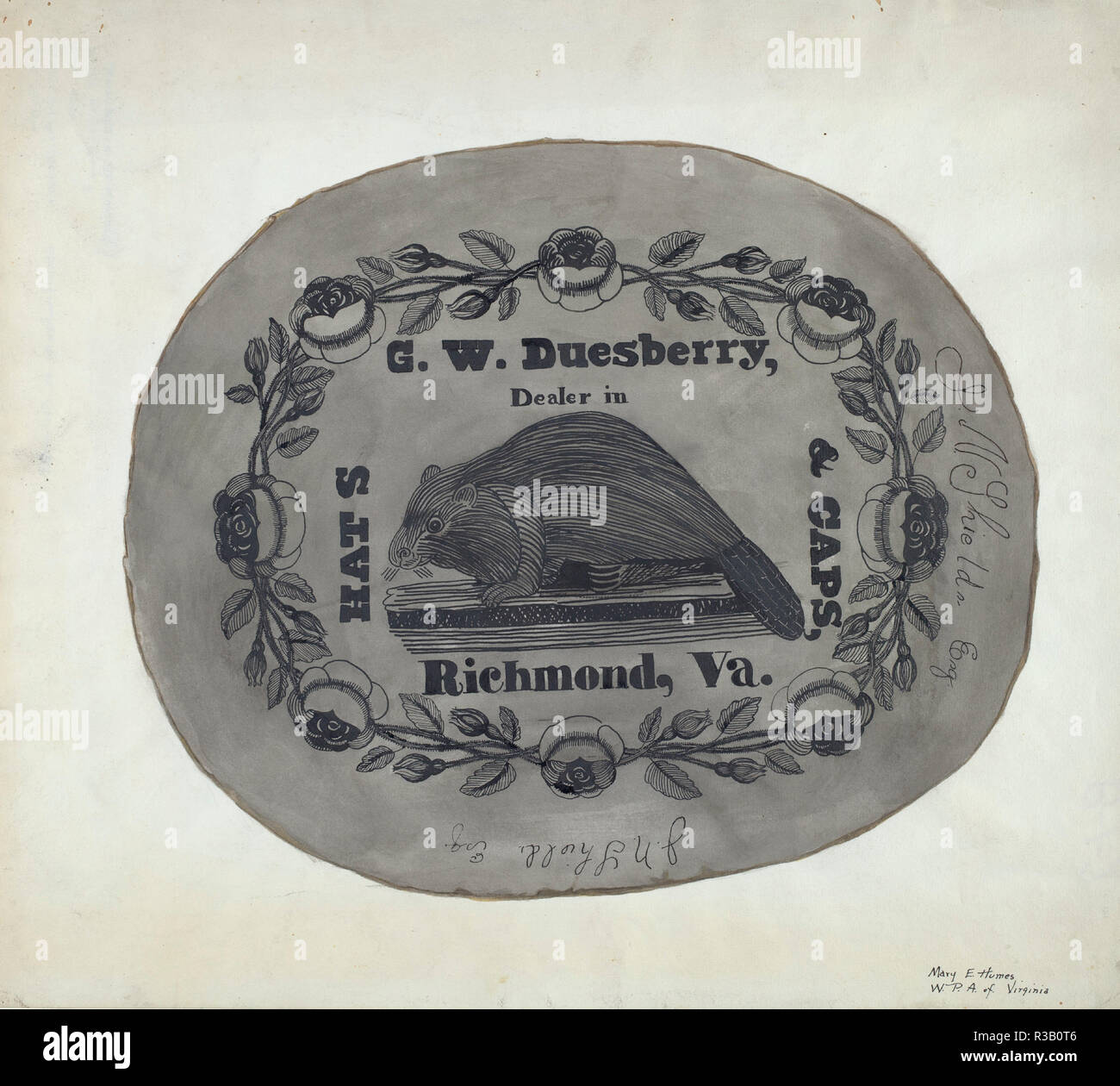 Hut Box - Top. Vom: C. 1939. Maße: gesamt: 38,9 x 43,5 cm (15 5/16 x 17 1/8 in.). Medium: Aquarell, Graphit und Graphit auf Papier. Museum: Nationalgalerie, Washington DC. Autor: Maria E. Humes. Stockfoto